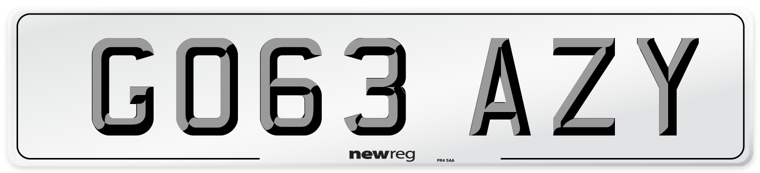 GO63 AZY Number Plate from New Reg